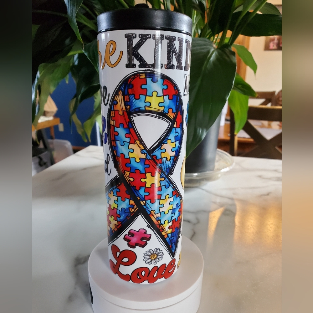 Autism Awareness inspire, KINDNESS 20oz Tumbler with duo lids 🎉sale